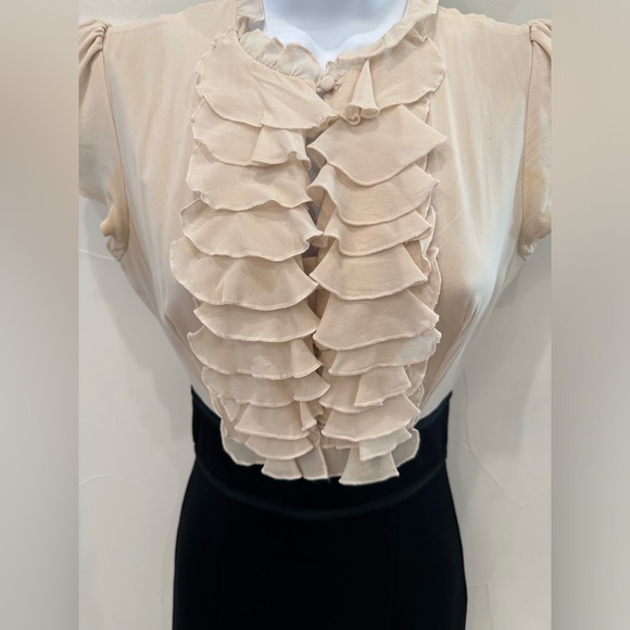 Bebe Black/off-white Ruffle Dress - XXS - Picture 5 of 6
